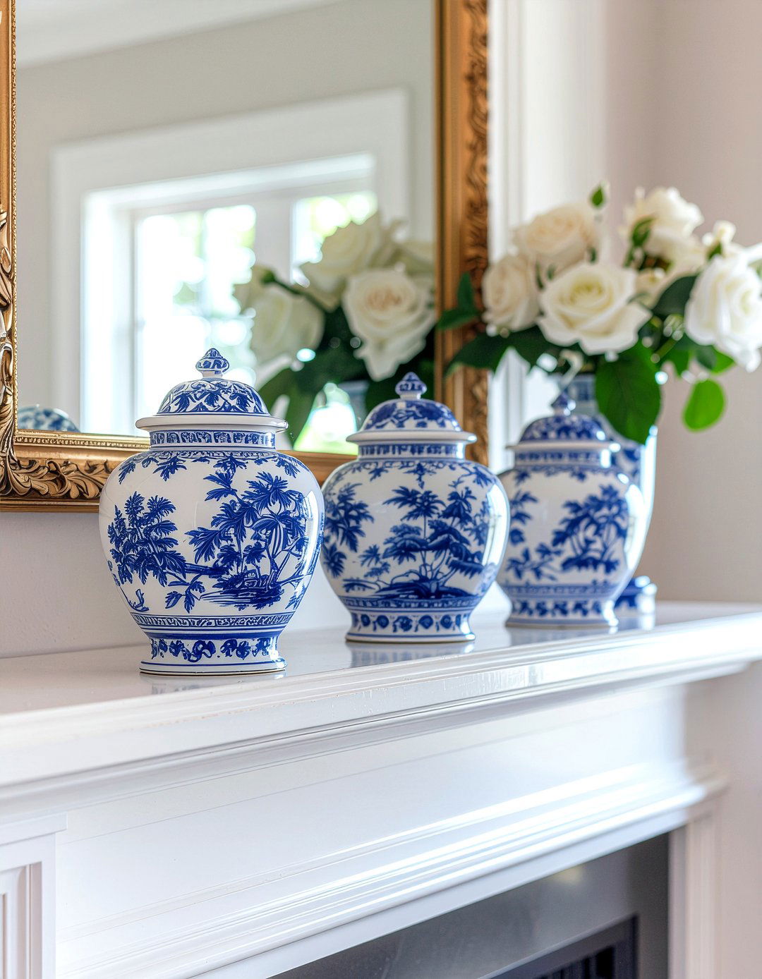 Blue And White Ginger Jars - 30 nantucket living room ideas
