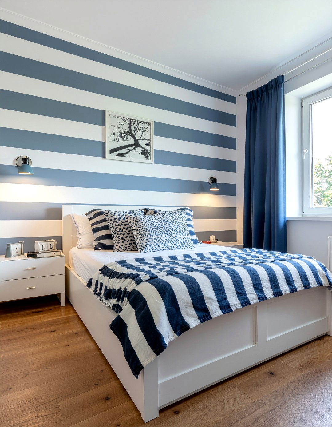 Blue And White Striped Bedroom - 30 blue and white bedroom ideas
