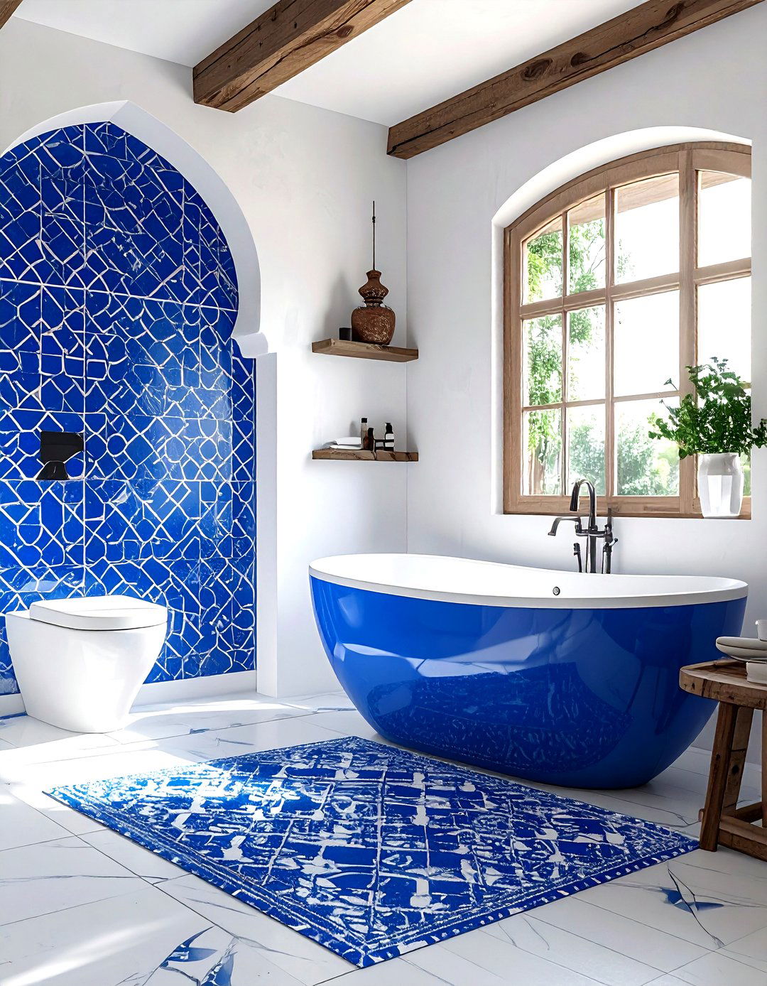Blue And White Tile - 30 Moroccan bathroom ideas