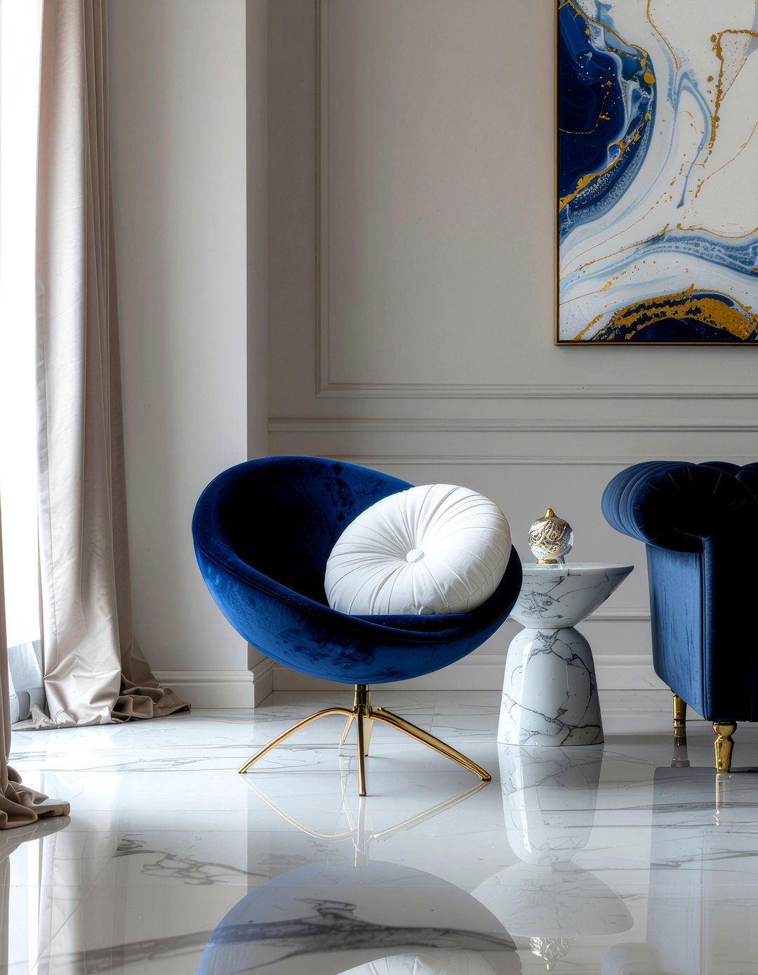 Blue Ball Chair - 30 living room ball chair ideas