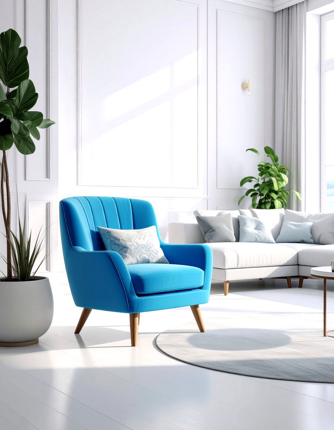 Blue Barrel Chair - 30 living room barrel chair ideas