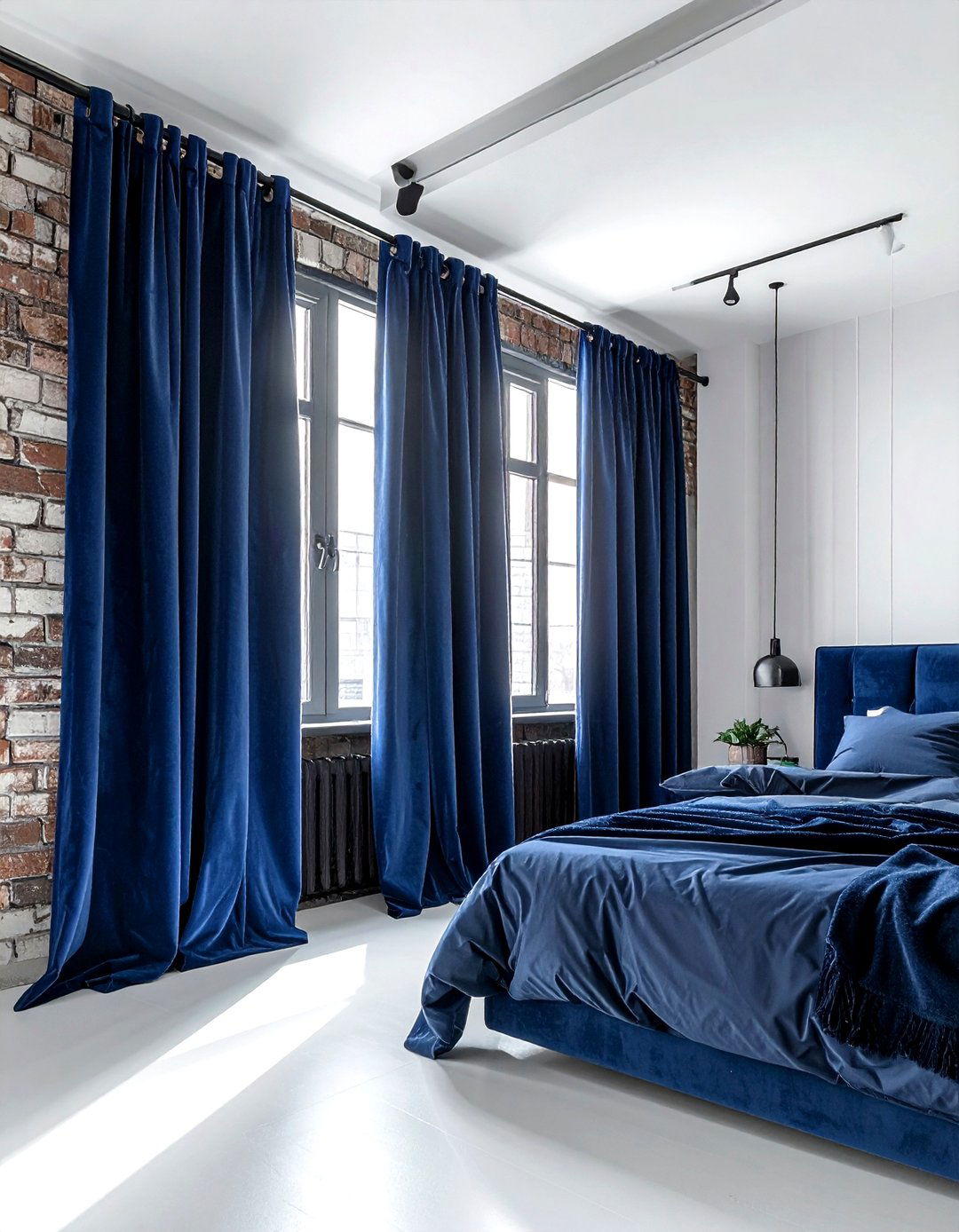 Blue Blackout Curtain Industrial - 30 industrial blue bedroom ideas