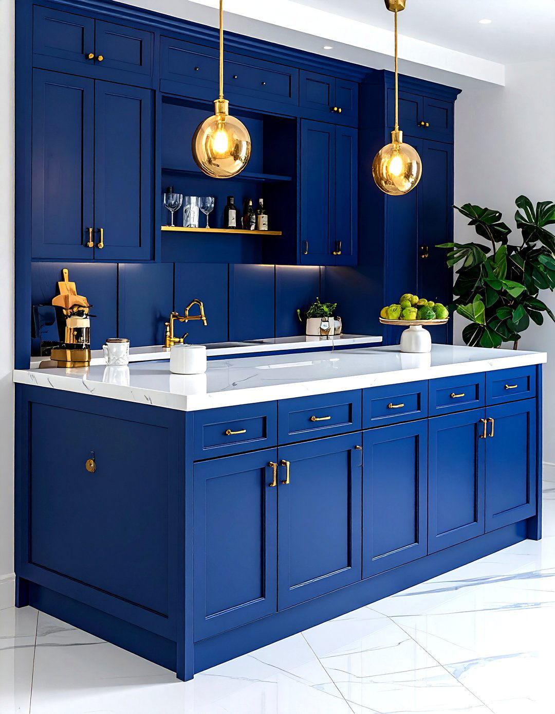 Blue Cabinet Beverage Station - 30 kitchen beverage center ideas