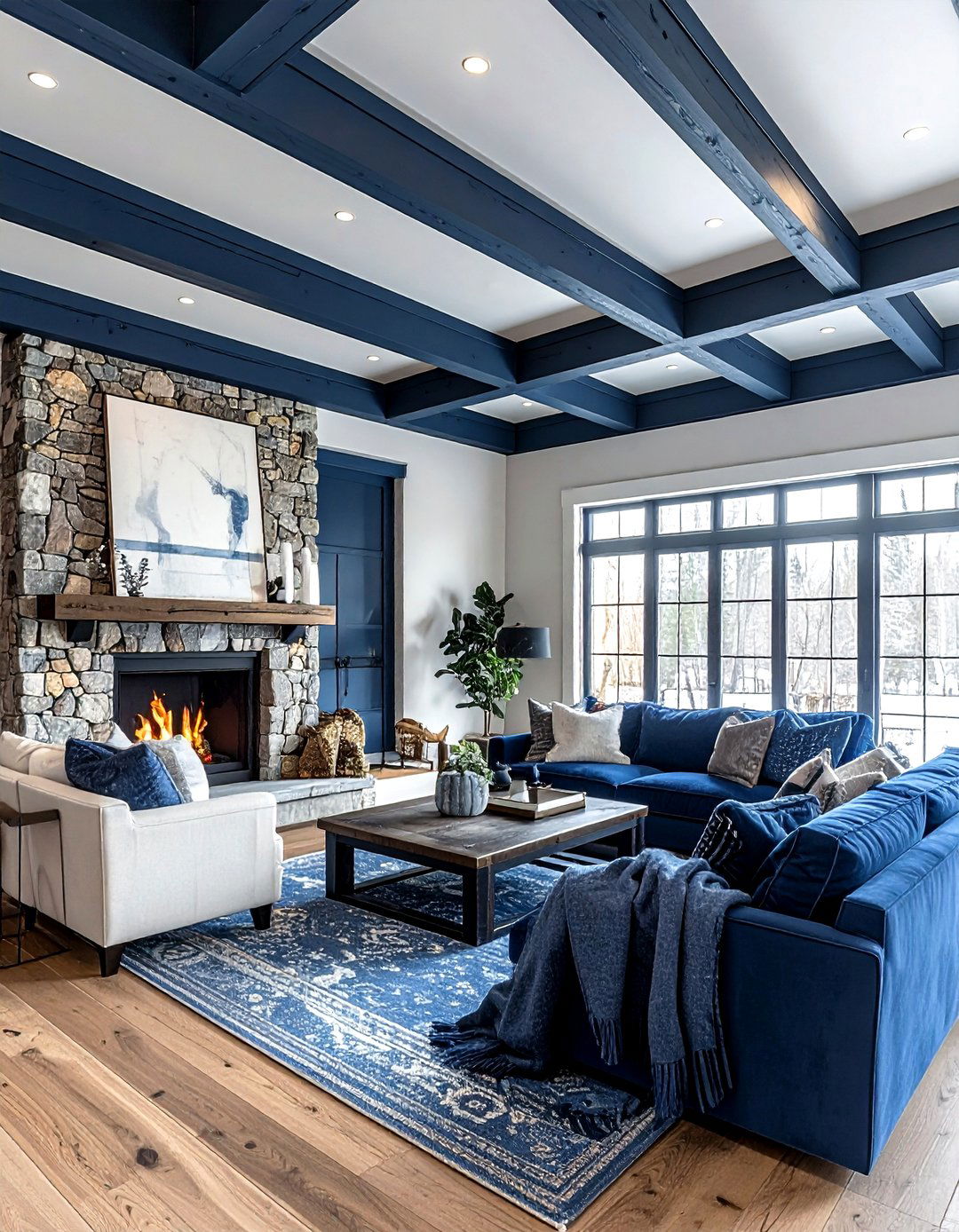 Blue Ceiling Exposed Beams - 30 living room blue ceiling ideas