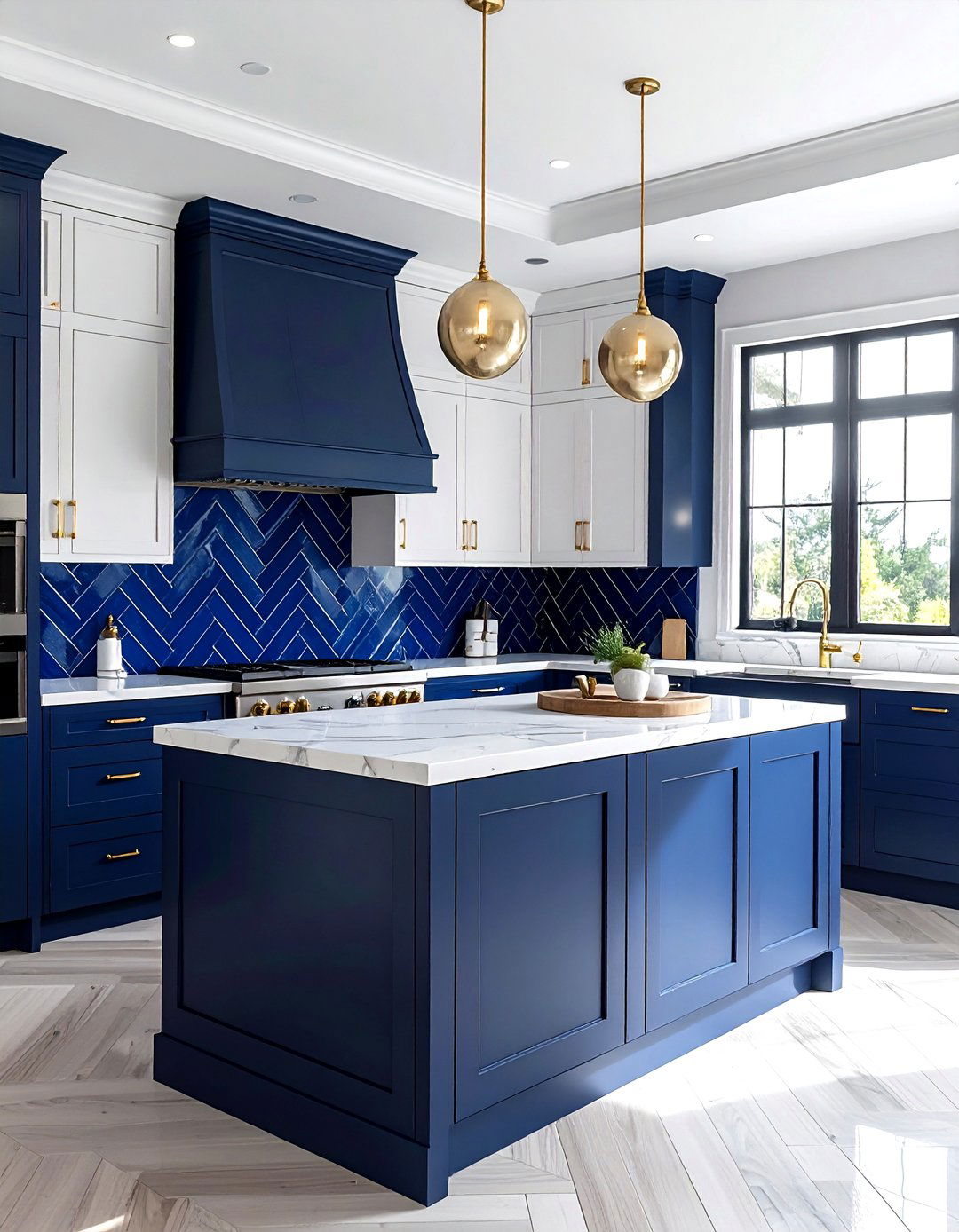 Blue Ceramic Chevron - 30 chevron backsplash kitchen ideas