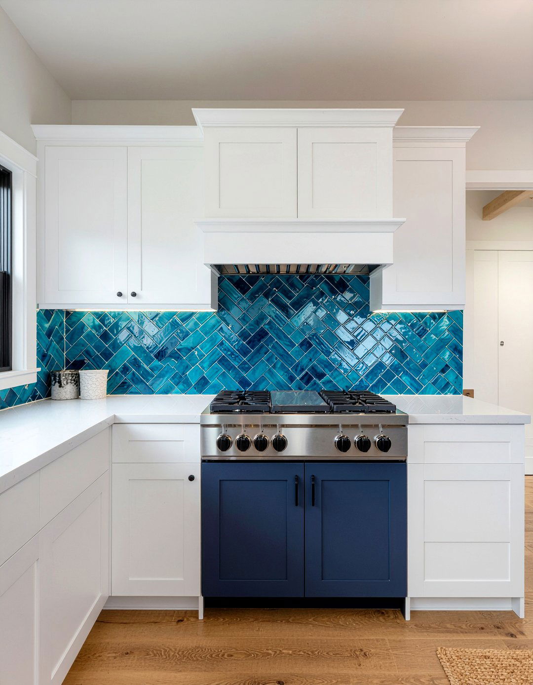 Blue Ceramic Herringbone Backsplash - 30 herringbone backsplash kitchen ideas