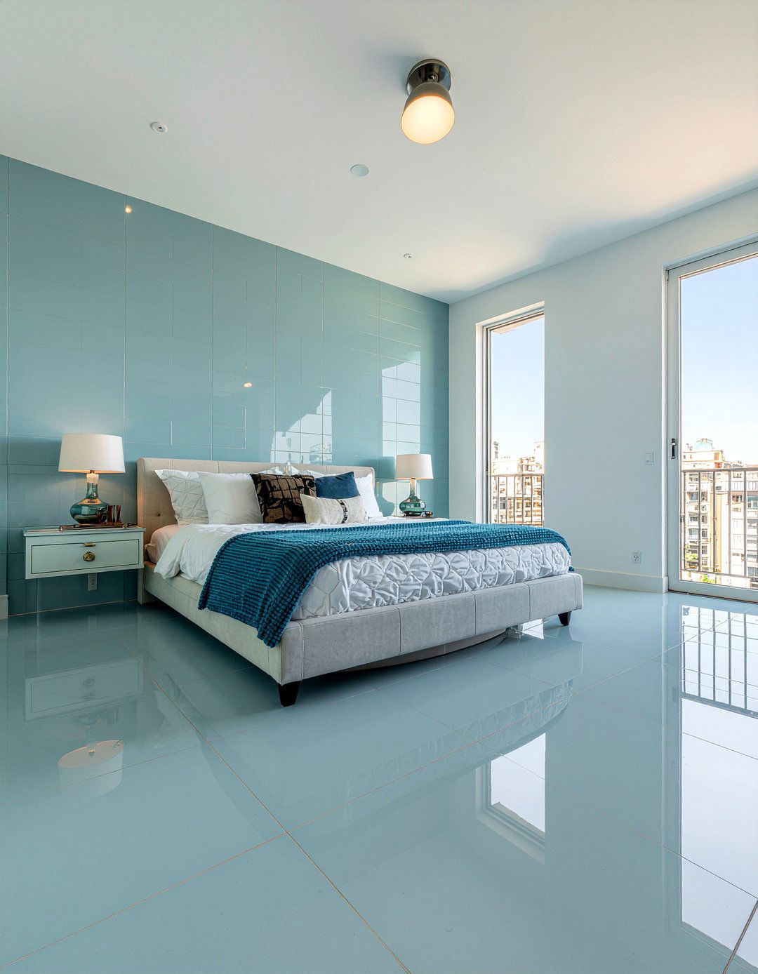 Blue Ceramic Tile - 30 bedroom tile designs