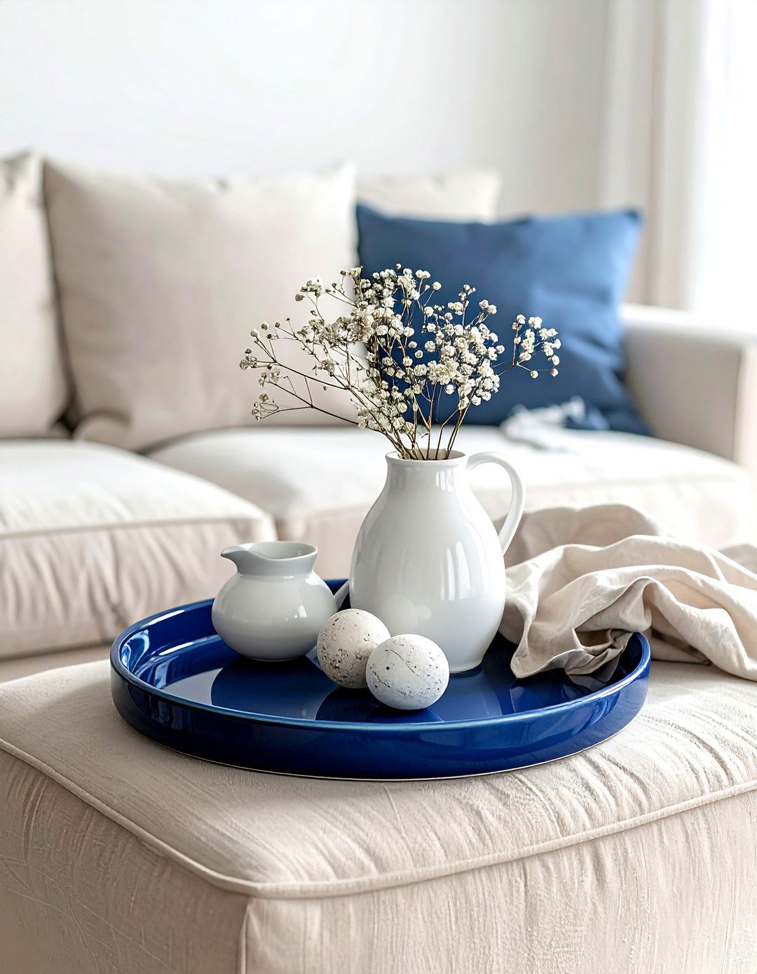 Blue Ceramic Tray - 30 ottoman tray ideas