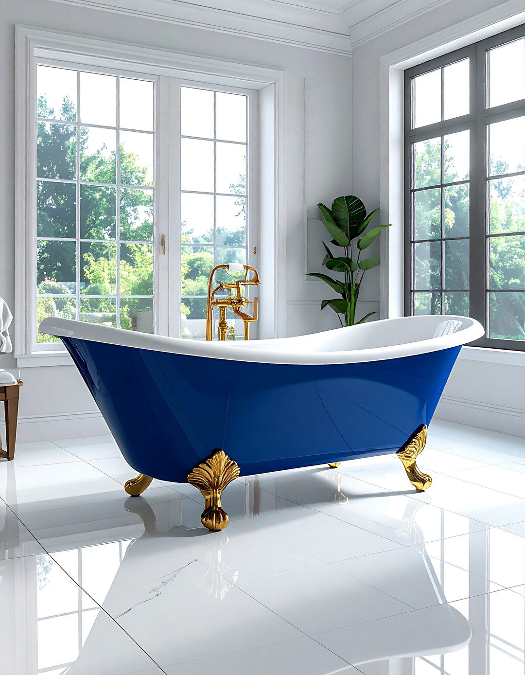 Blue Clawfoot Tub - 30 blue bathroom decor ideas