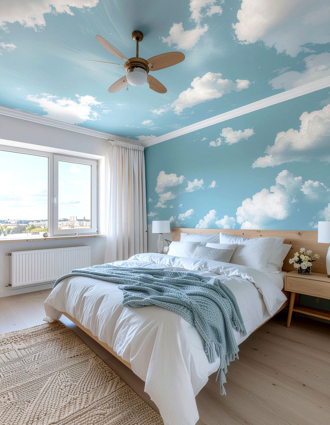 Blue Cloud Ceiling Wallpaper - 30 bedroom ceiling wallpapers