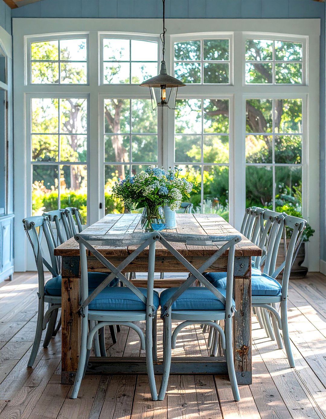 Blue Coastal Farmhouse - 30 blue dining room decor ideas