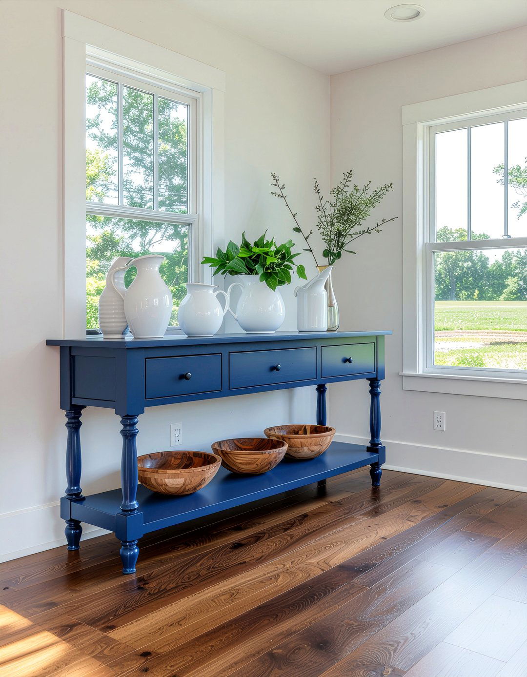 Blue Farmhouse Buffet - 30 farmhouse buffet dining room ideas