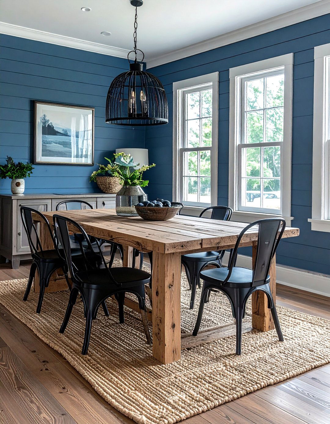 Blue Farmhouse Dining Room - 30 cool blue dining room ideas