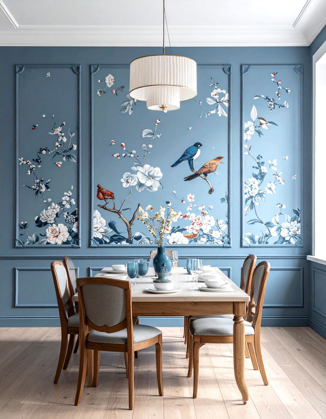 Blue Floral Wallpaper - 30 traditional dining room ideas