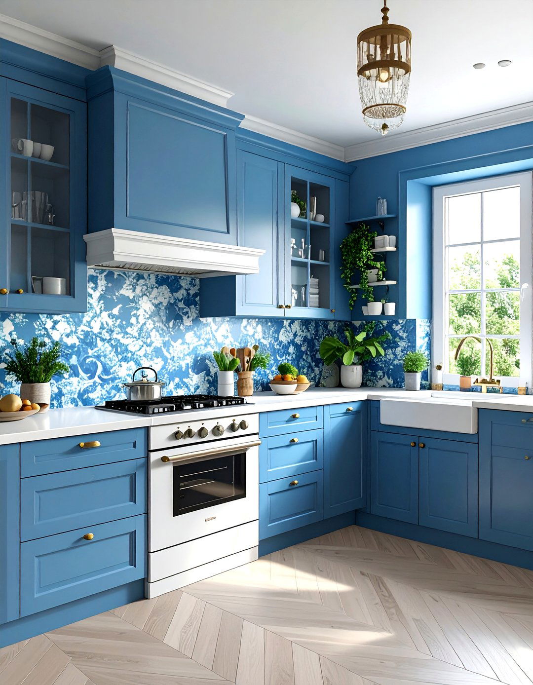 Blue Floral Wallpaper Kitchen - 30 blue kitchen decor ideas