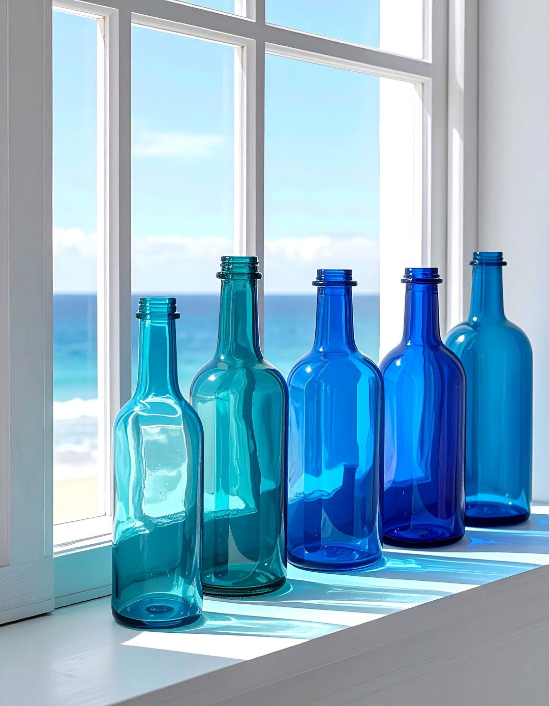 Blue Glass Bottles - 30 mermaid bedroom ideas