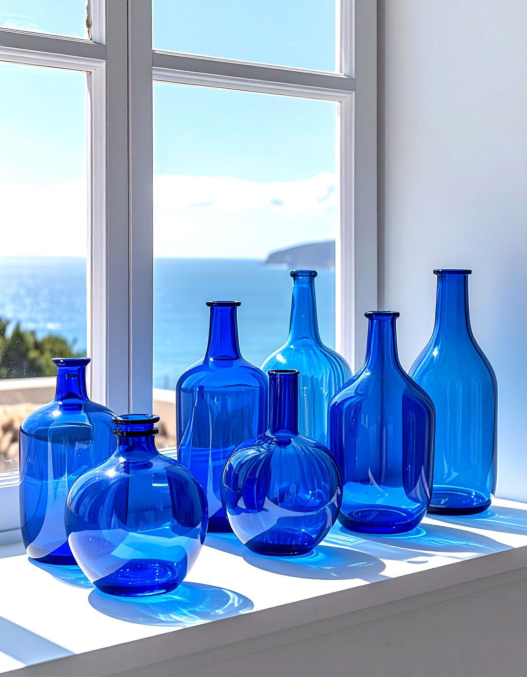 Blue Glass Vase Arrangement - 30 nautical decor ideas