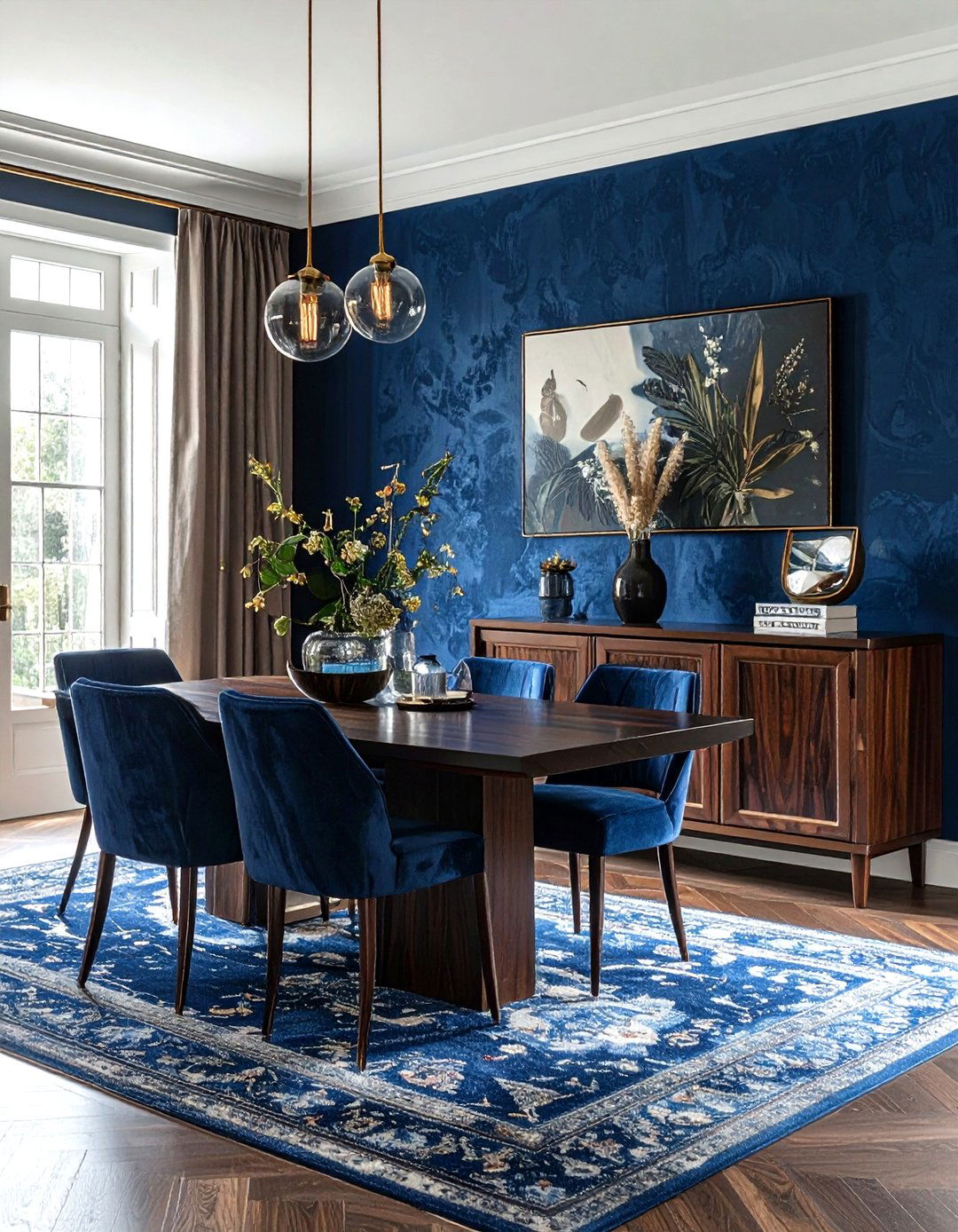 Blue Grasscloth Wallpaper - 30 modern traditional dining room ideas