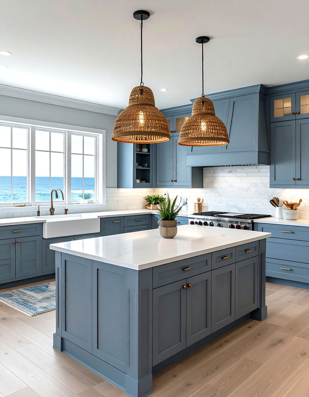 Blue Gray Coastal Kitchen - 30 gray kitchen design ideas