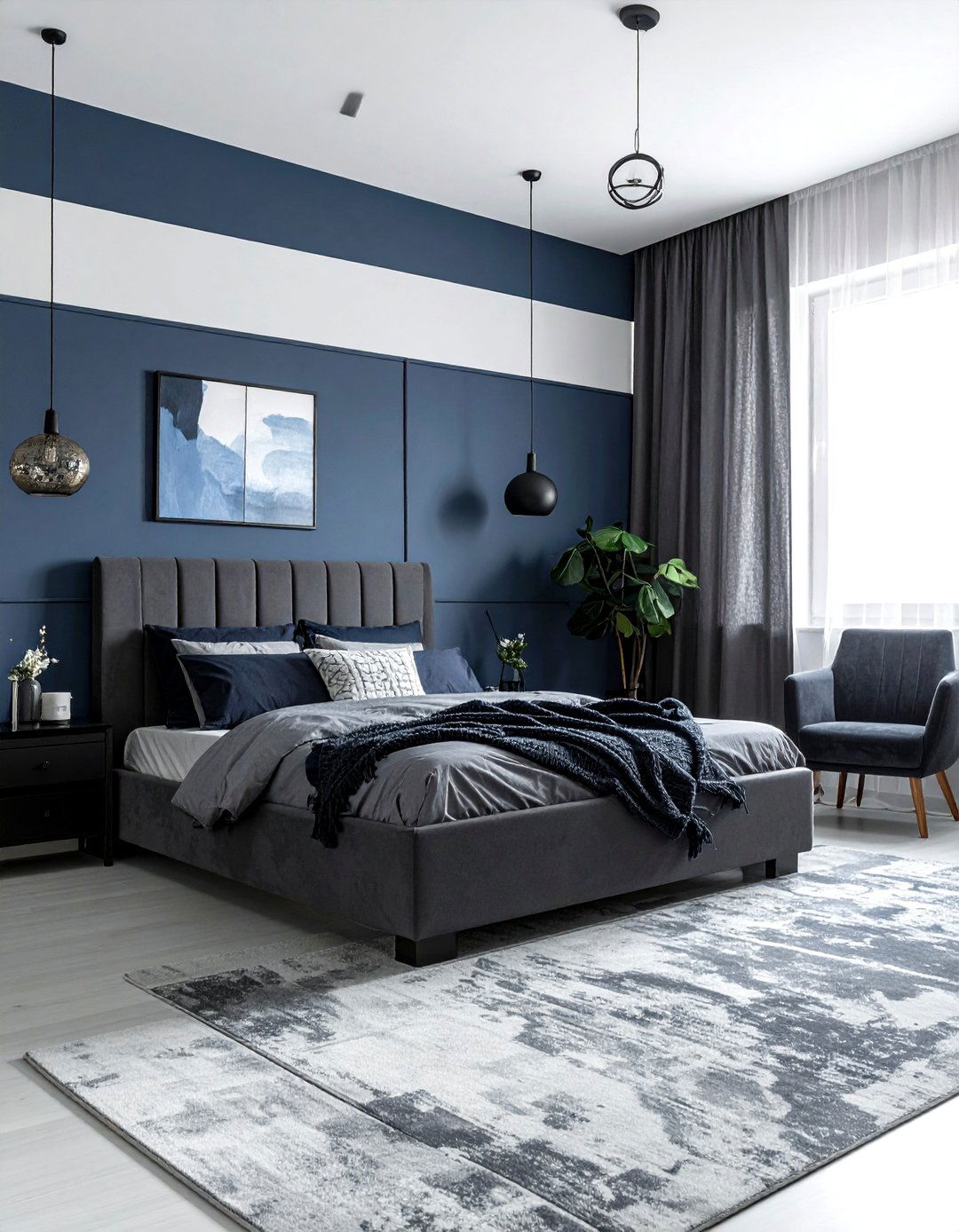 Blue Gray and Charcoal - 30 blue and gray bedroom ideas