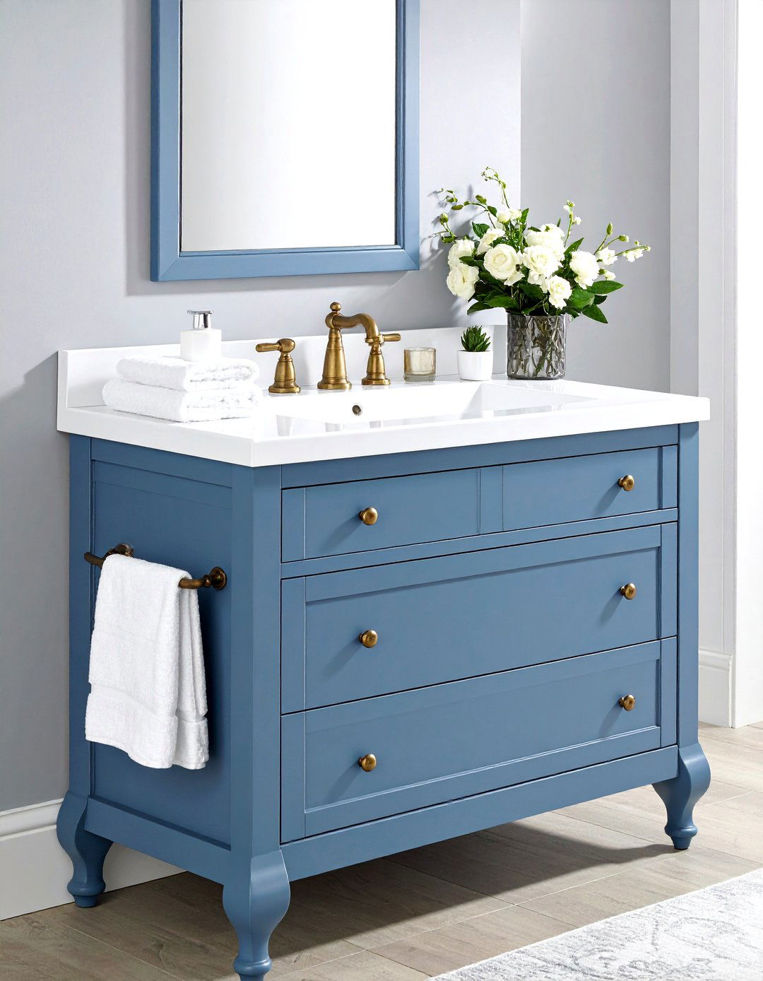 Blue Grey Traditional Vanity - 30 grey bathroom furniture ideas