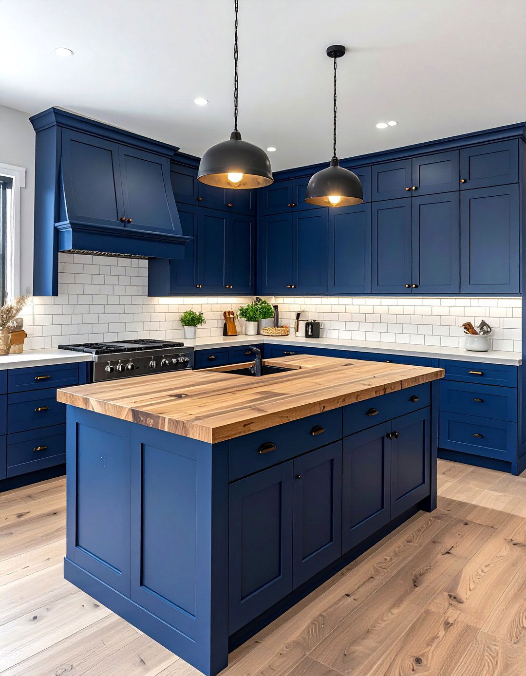 Blue Kitchen Cabinets With Butcher Block - 30 blue kitchen cabinet ideas