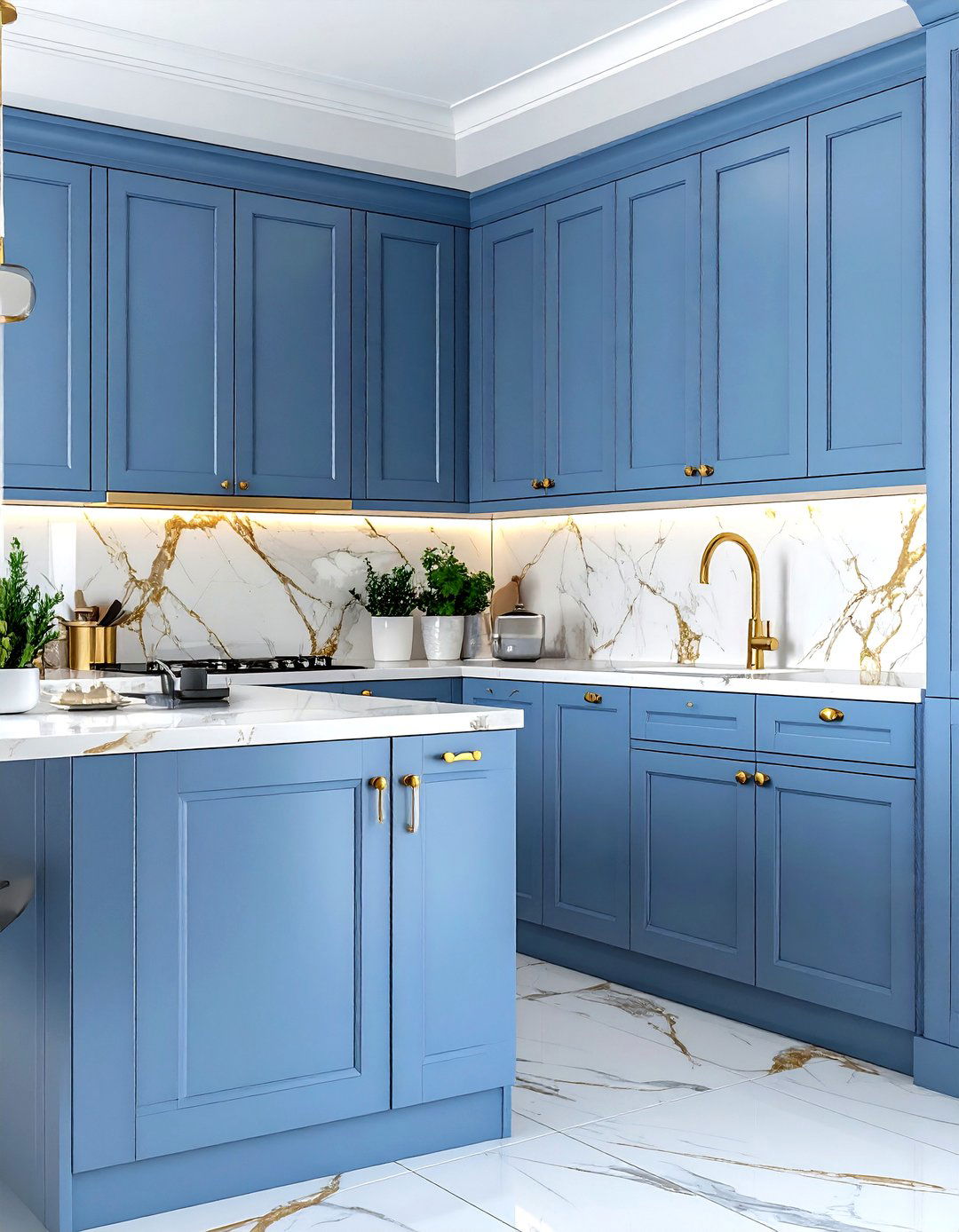 Blue Kitchen Cabinets With Gold Hardware - 30 blue kitchen cabinet ideas