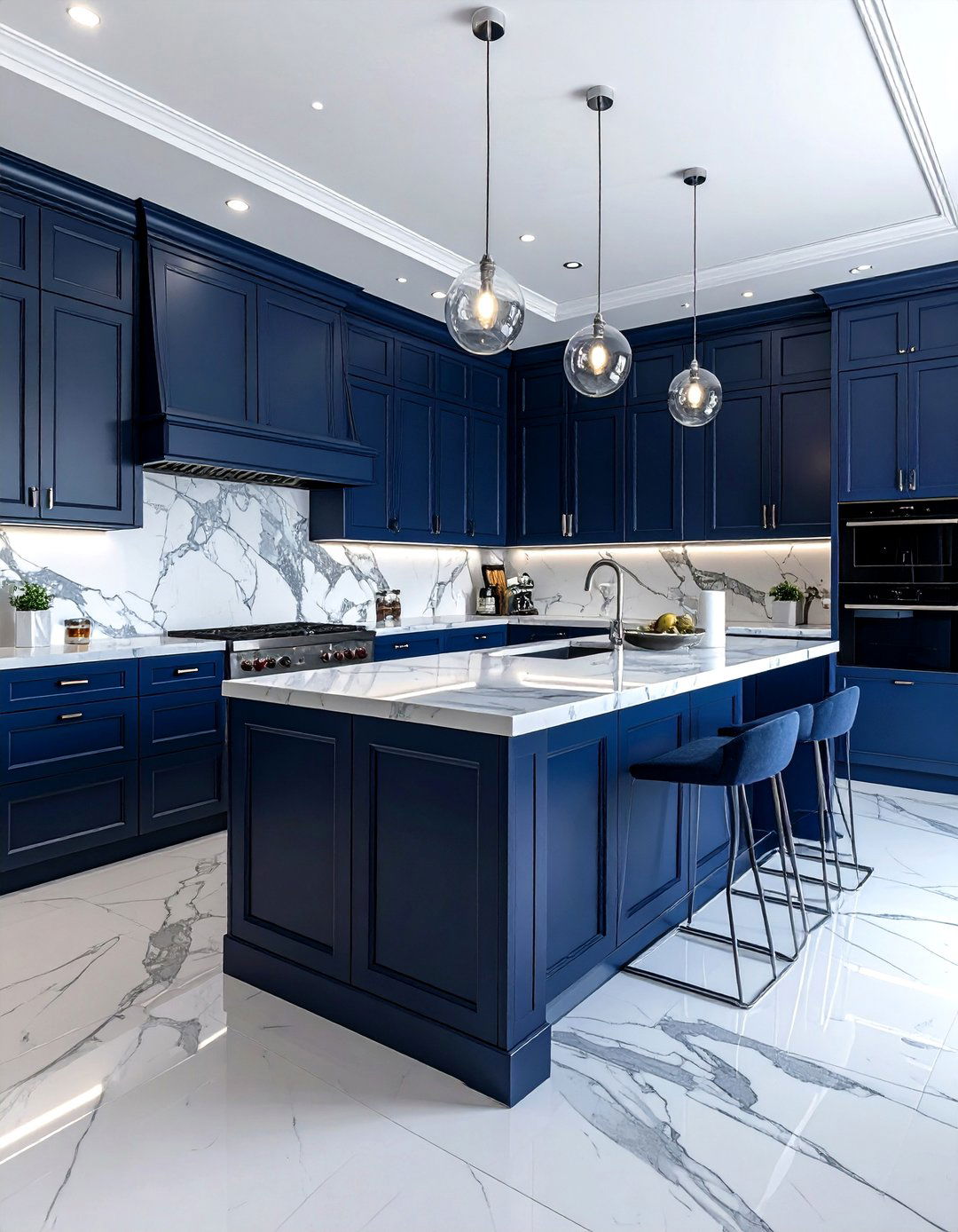 Blue Kitchen Cabinets With Marble Countertops - 30 blue kitchen cabinet ideas