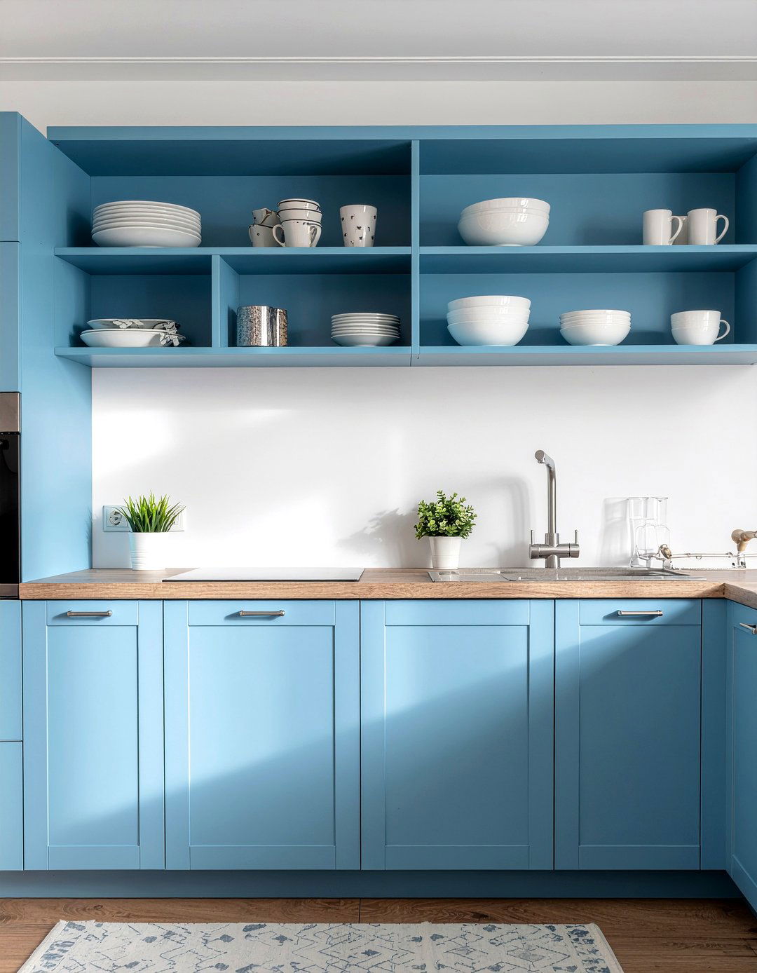 Blue Kitchen Open Shelves - 30 blue kitchen ideas