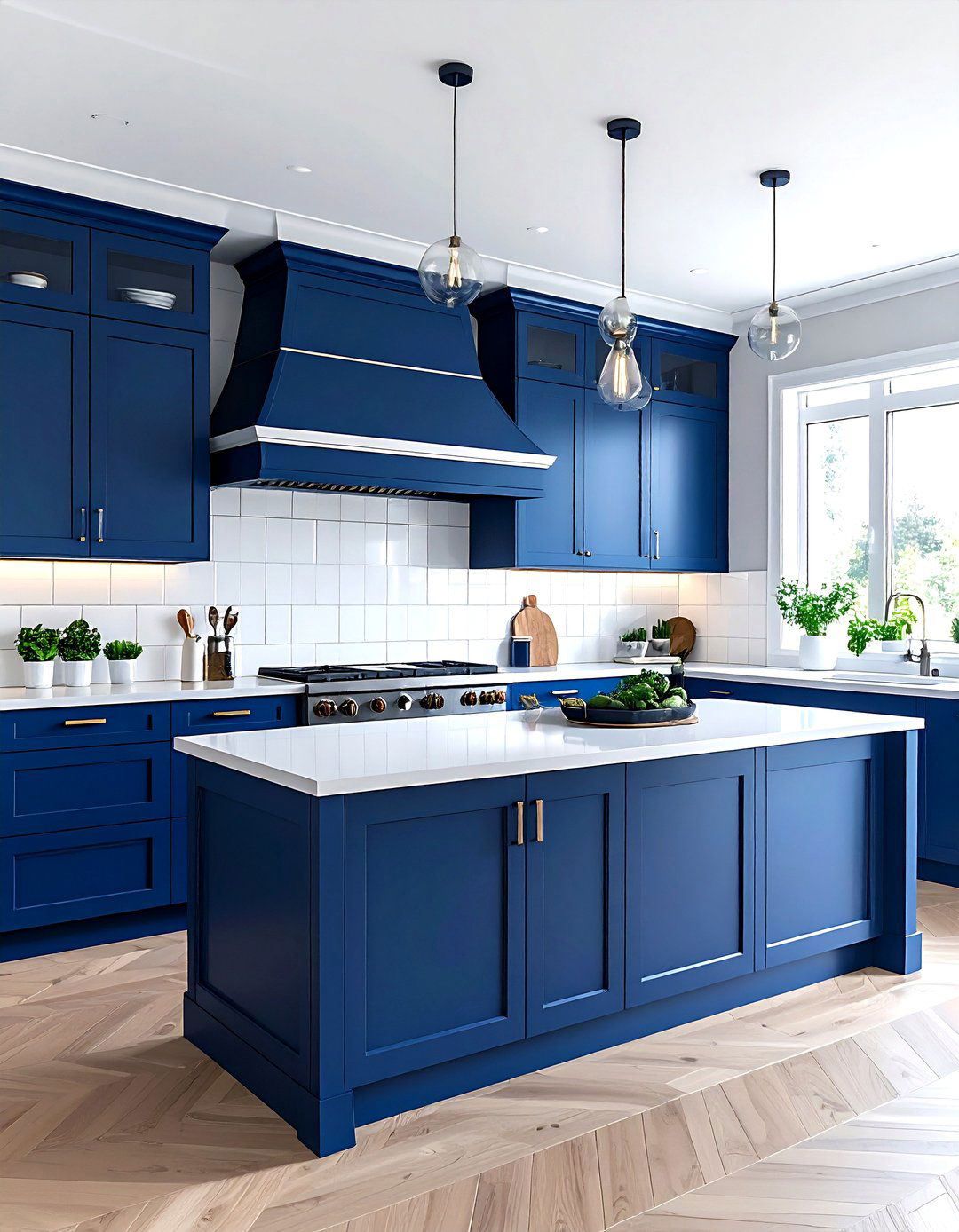 Blue Kitchen Range Hood - 30 blue and white kitchen ideas