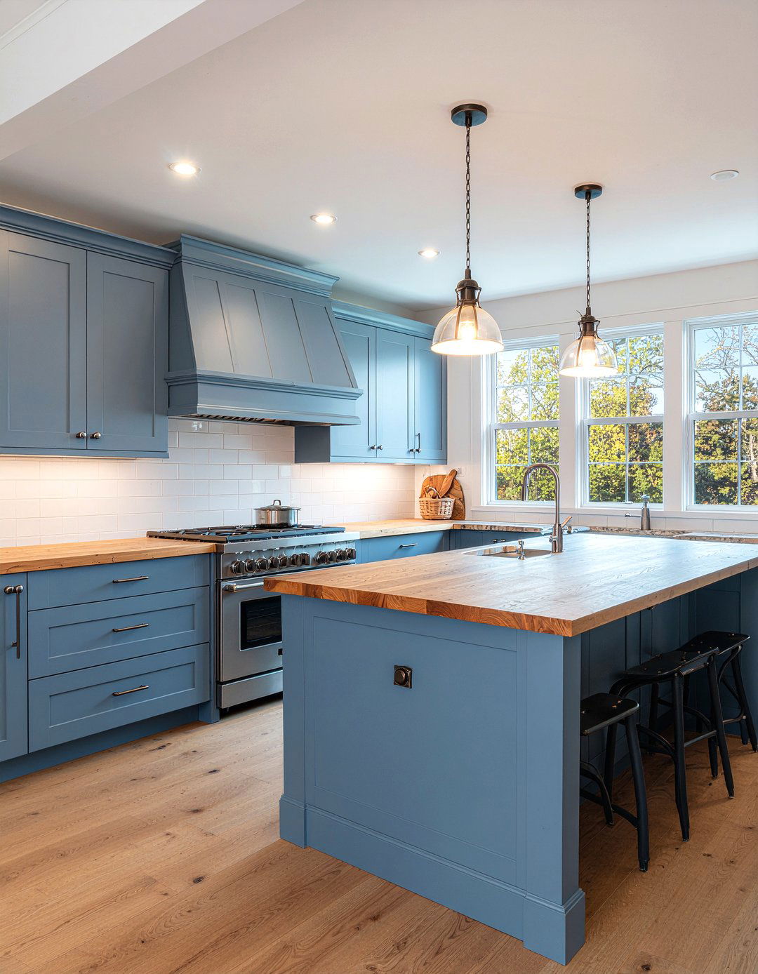 Blue Kitchen Wood Countertops - 30 blue kitchen ideas