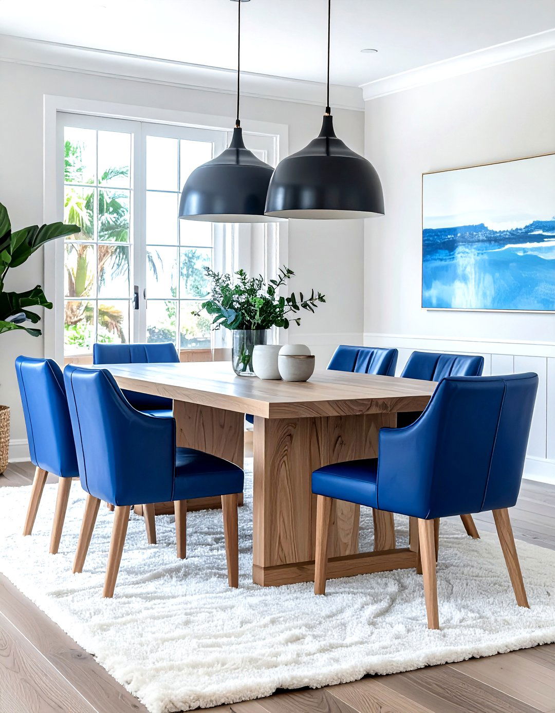 Blue Leather Dining - 30 leather dining room ideas