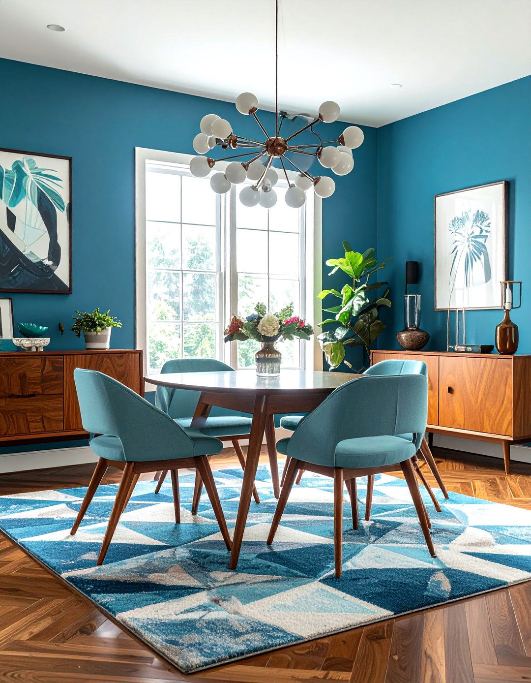 Blue Mid Century Modern Dining Room - 30 blue dining room decor ideas