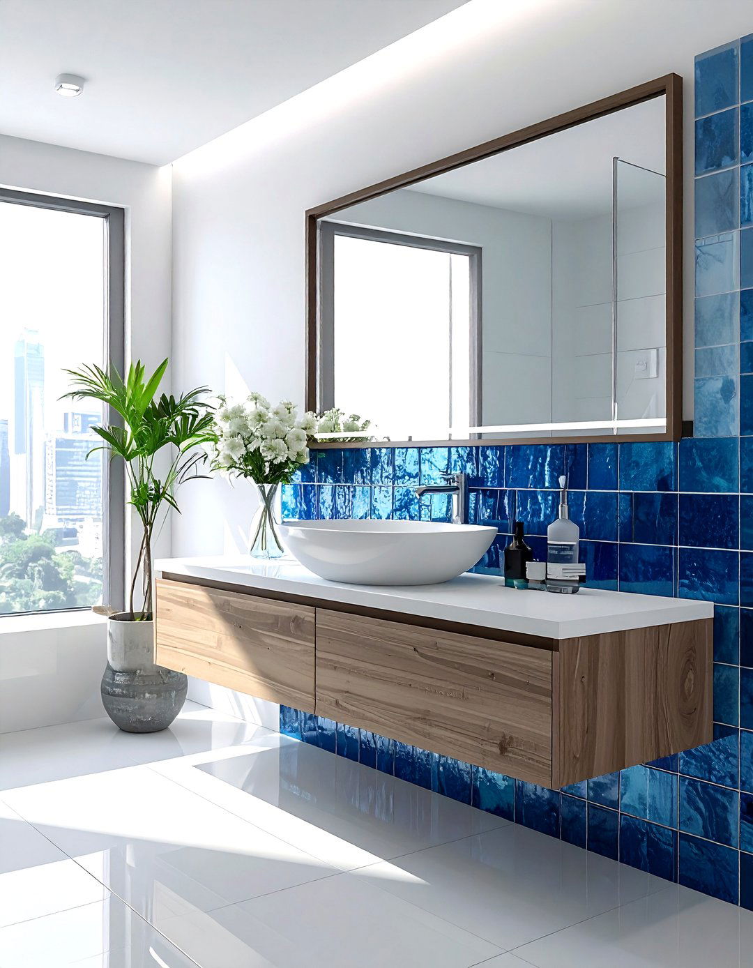 Blue Mosaic Backsplash - 30 blue bathroom decor ideas