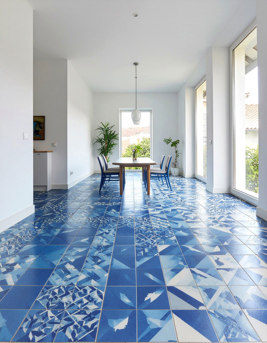 Blue Mosaic Tile Floor - 30 Greek dining room ideas