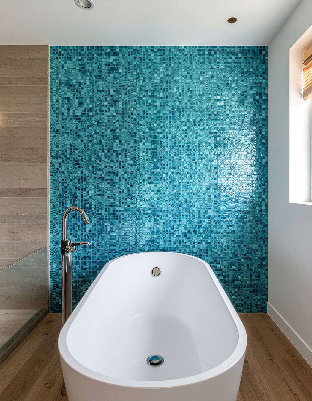 Blue Mosaic Tile - 30 bathroom focal wall ideas