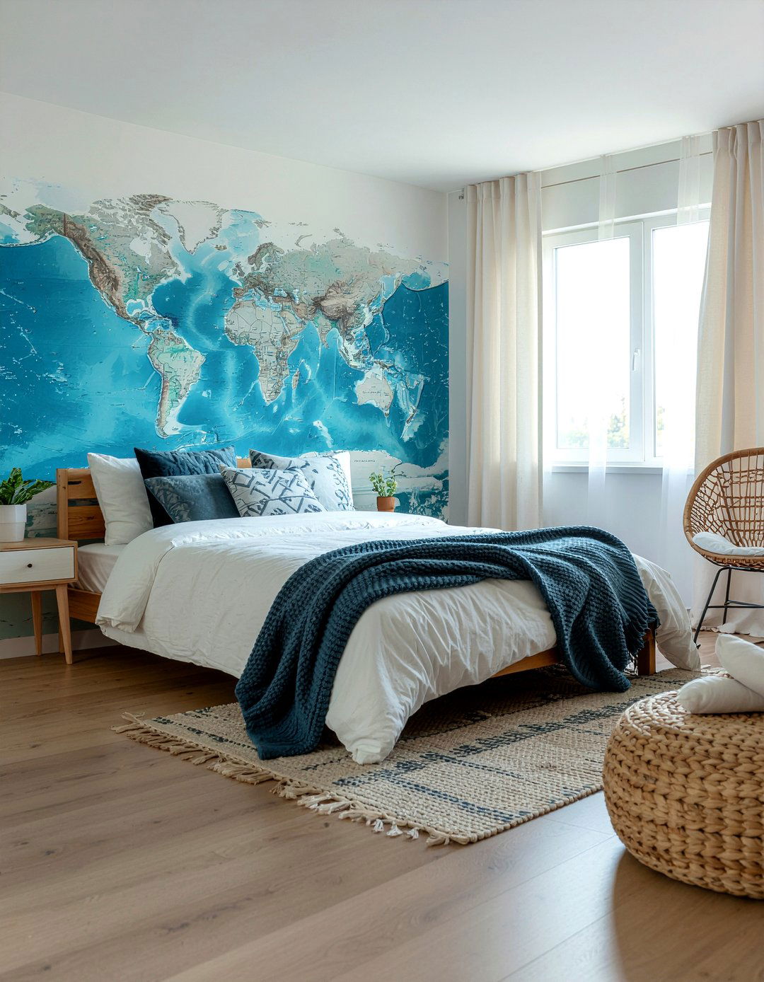 Blue Ocean World Map Wallpaper - 30 world map bedroom ideas