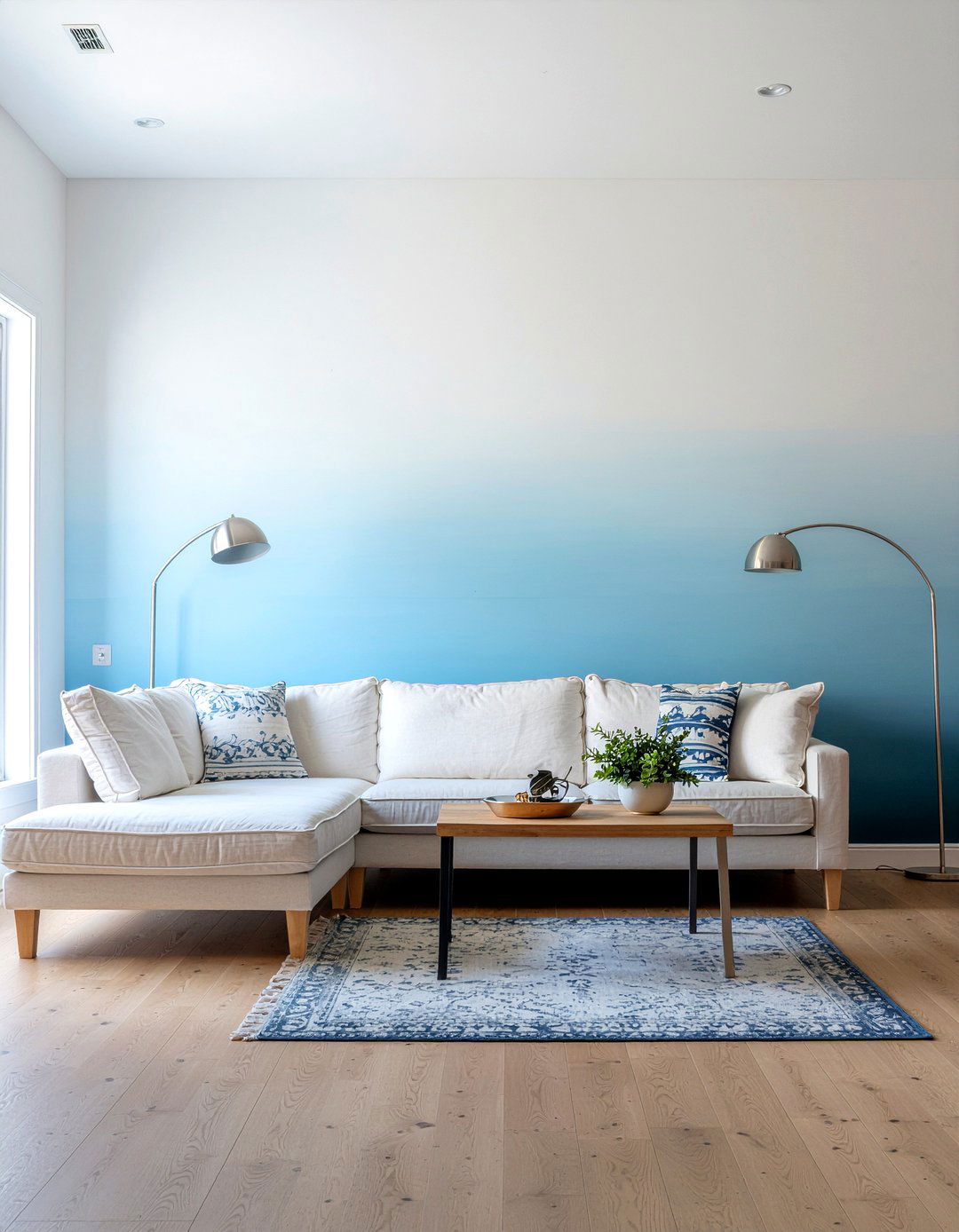 Blue Ombre Wall - 30 living room ombre wall ideas