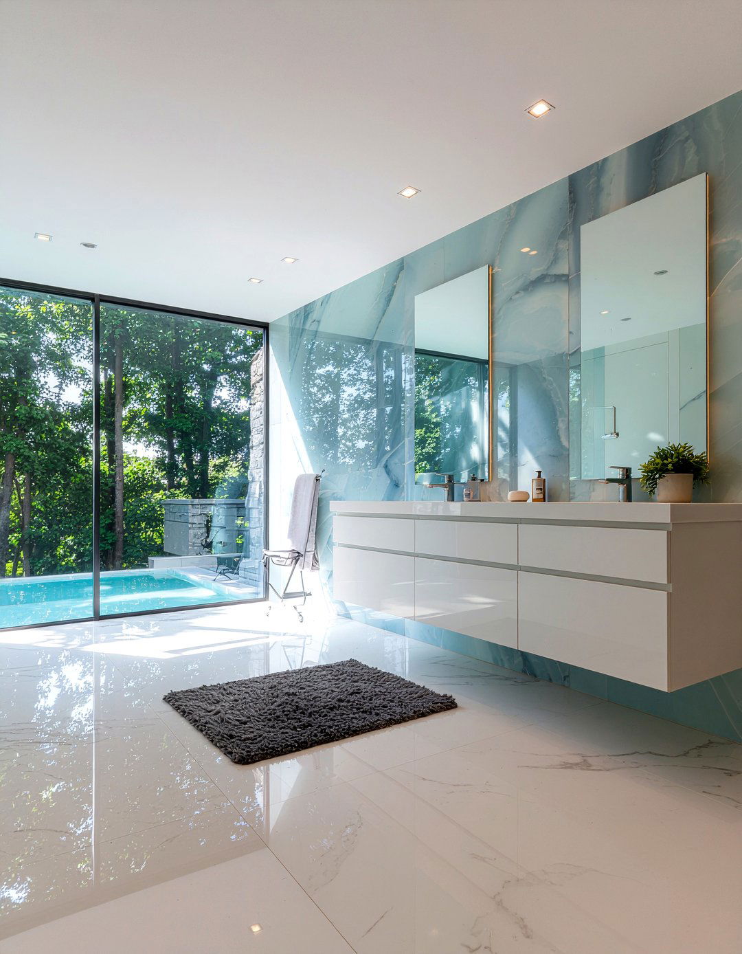 Blue Onyx Bathroom - 30 large format tile bathroom ideas