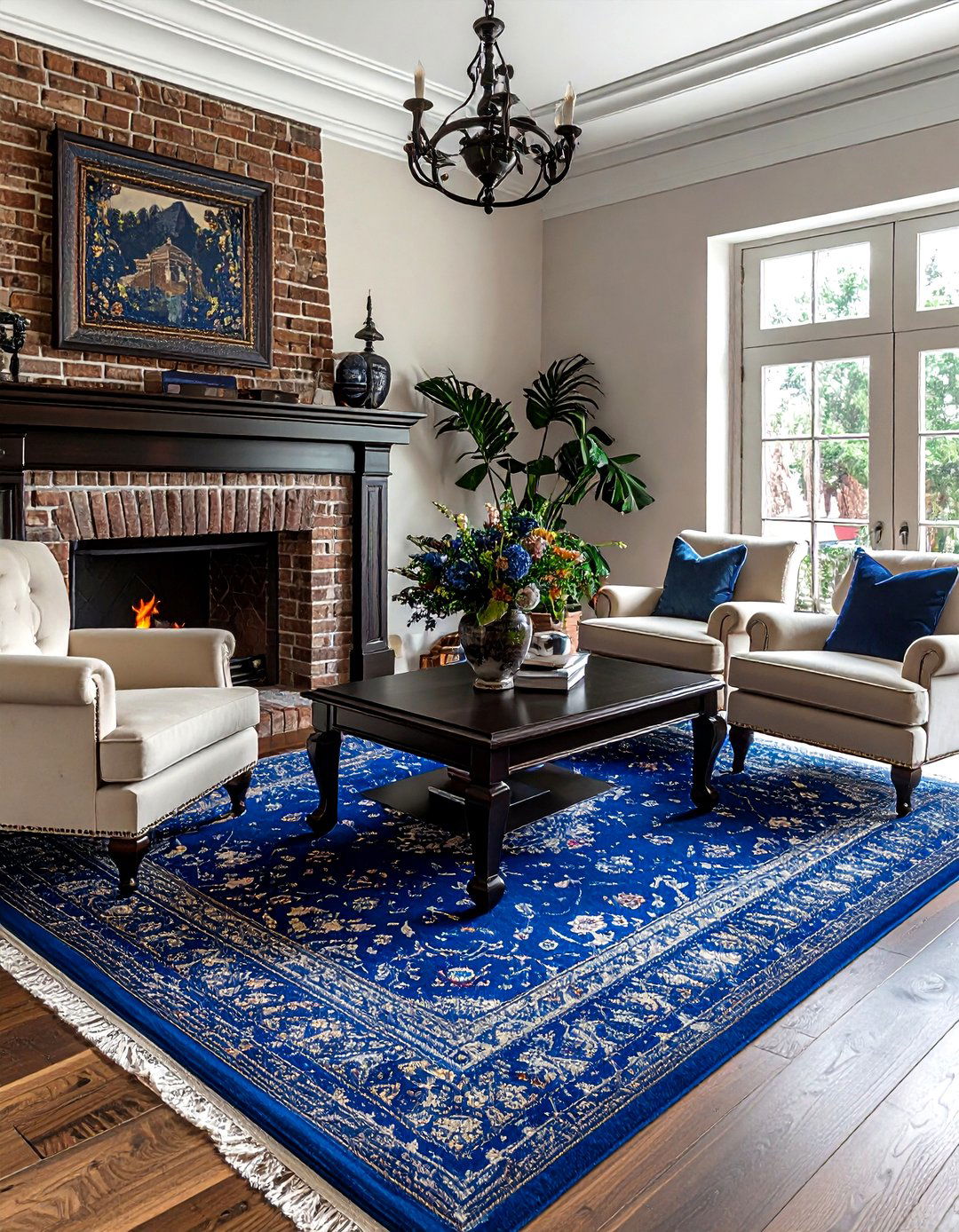 Blue Oriental Rug - 30 traditional blue living room ideas