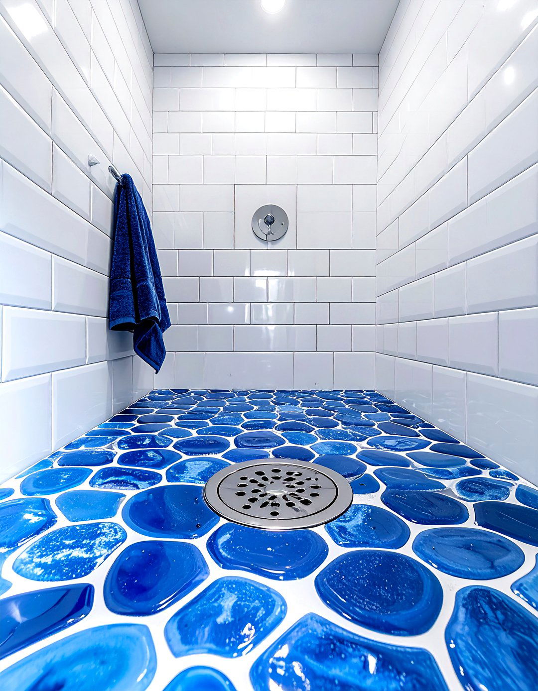 Blue Penny Tile - 30 blue bathroom decor ideas
