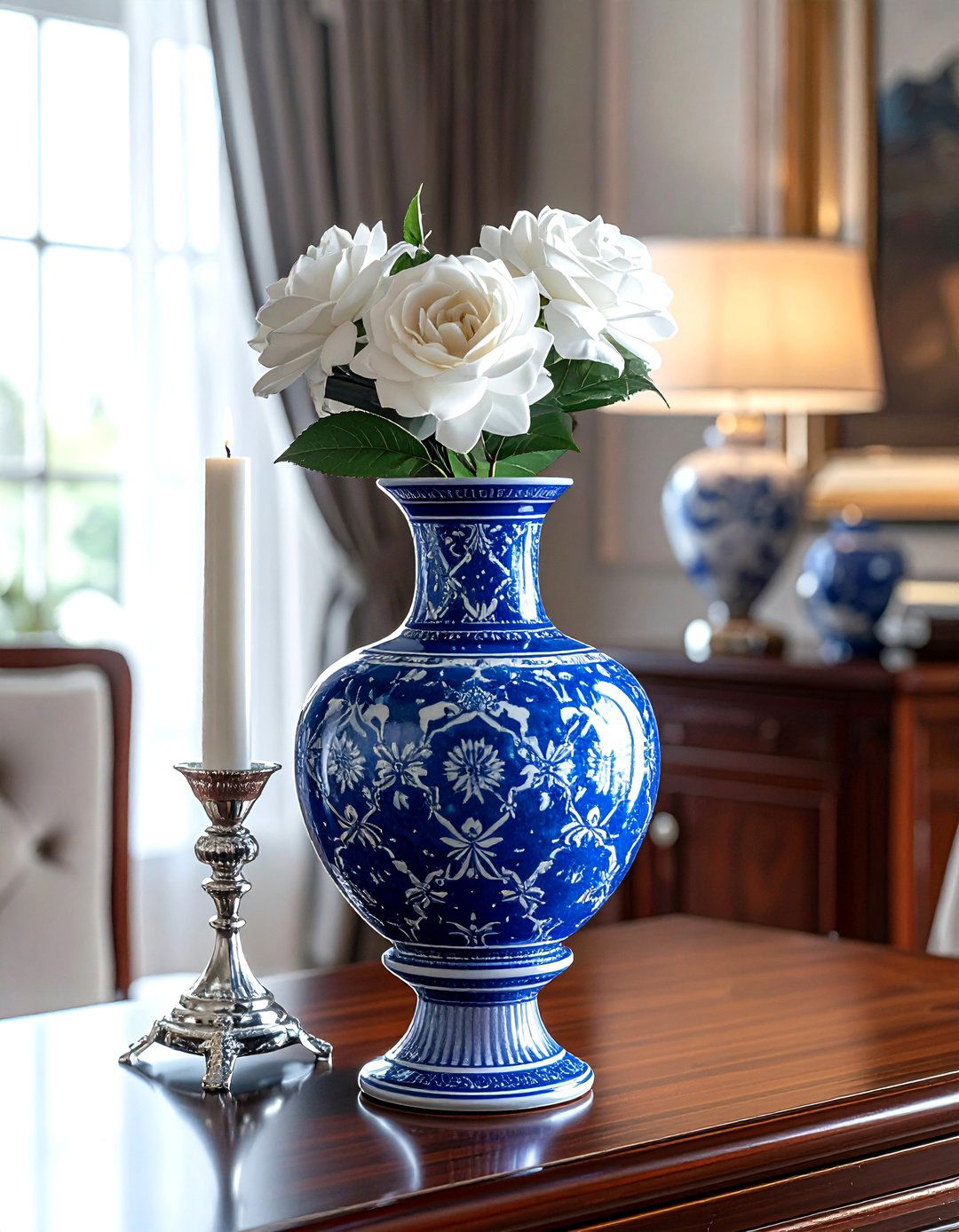 Blue Porcelain Vase Sideboard - 30 statement vase ideas