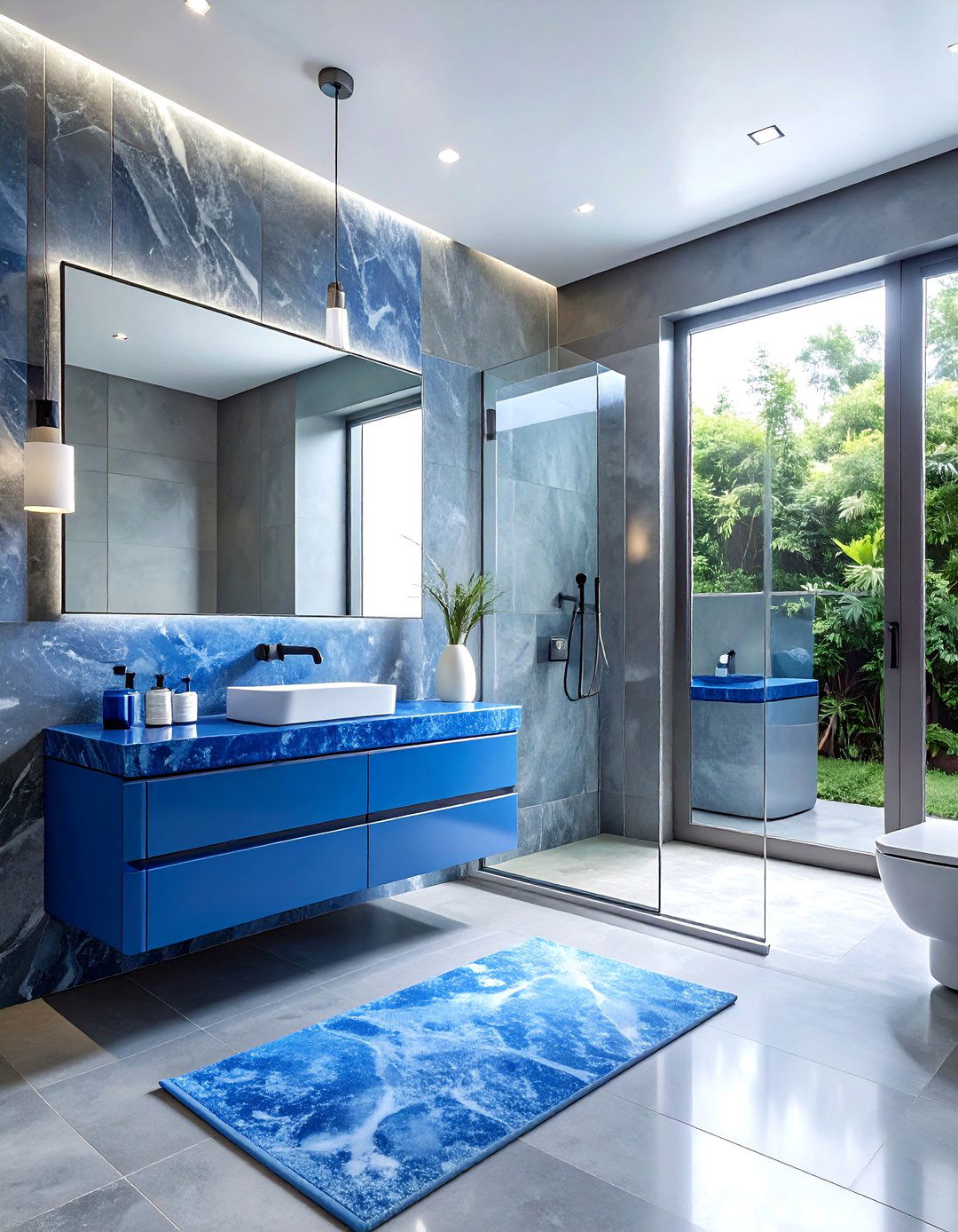 Blue Quartzite Bathroom - 30 natural stone bathroom ideas