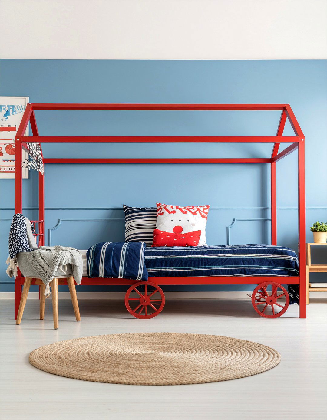 Blue Red Locomotive - 30 train bedroom ideas