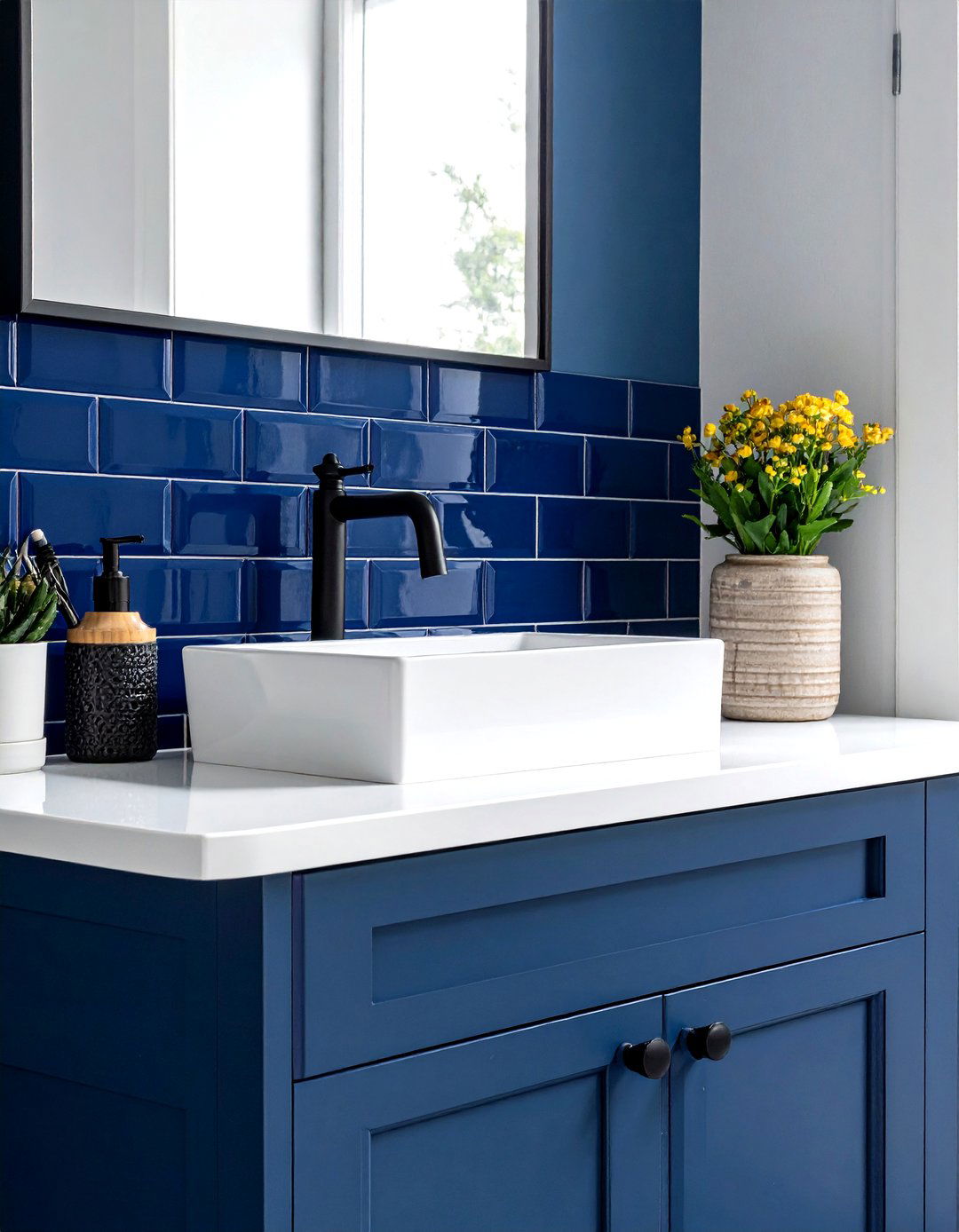 Blue Subway Tile Backsplash - 30 boys bathroom ideas