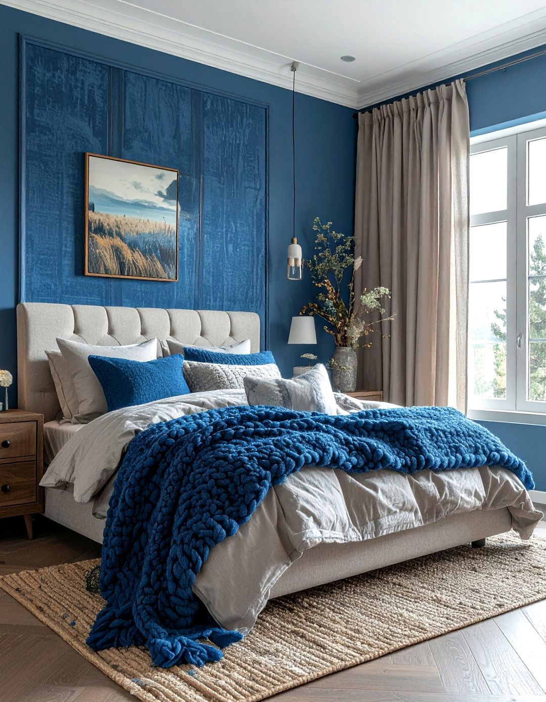 Blue Textured Bedroom - 30 blue bedroom decor ideas