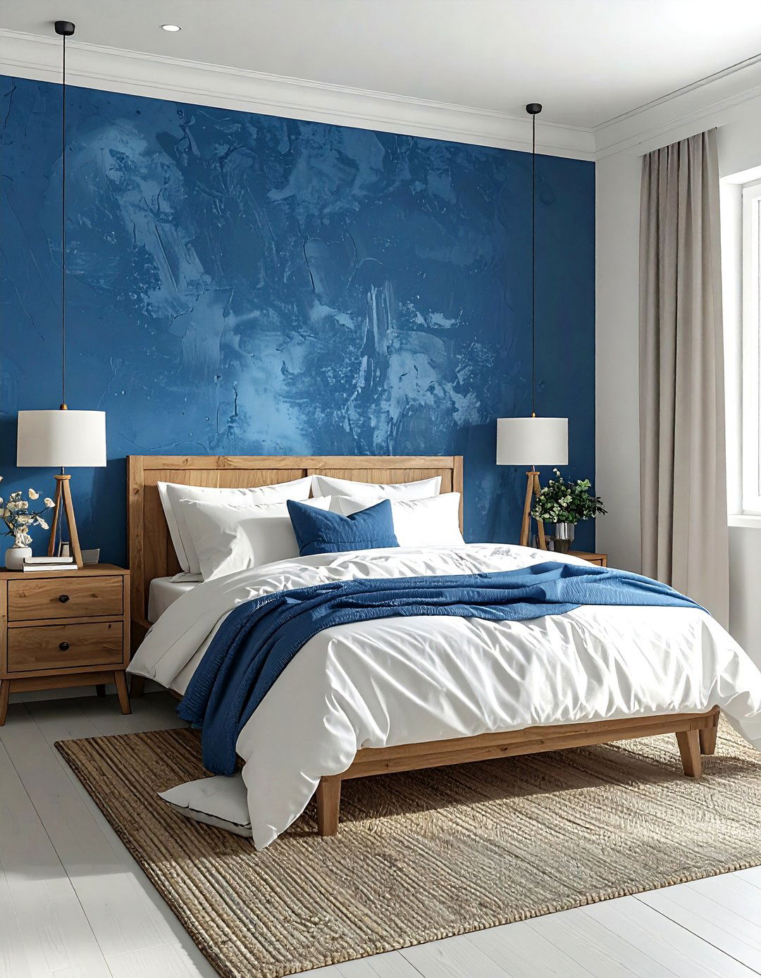Blue Textured Wallpaper Bedroom - 30 contemporary blue bedroom ideas