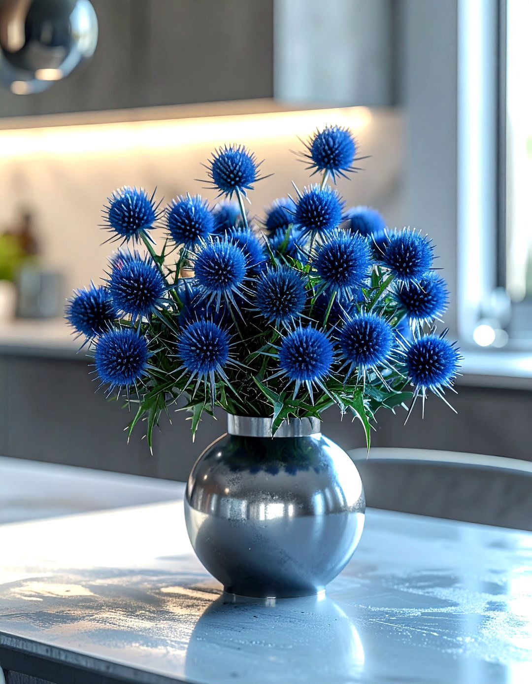Blue Thistle Arrangement - 30 dining room flower ideas
