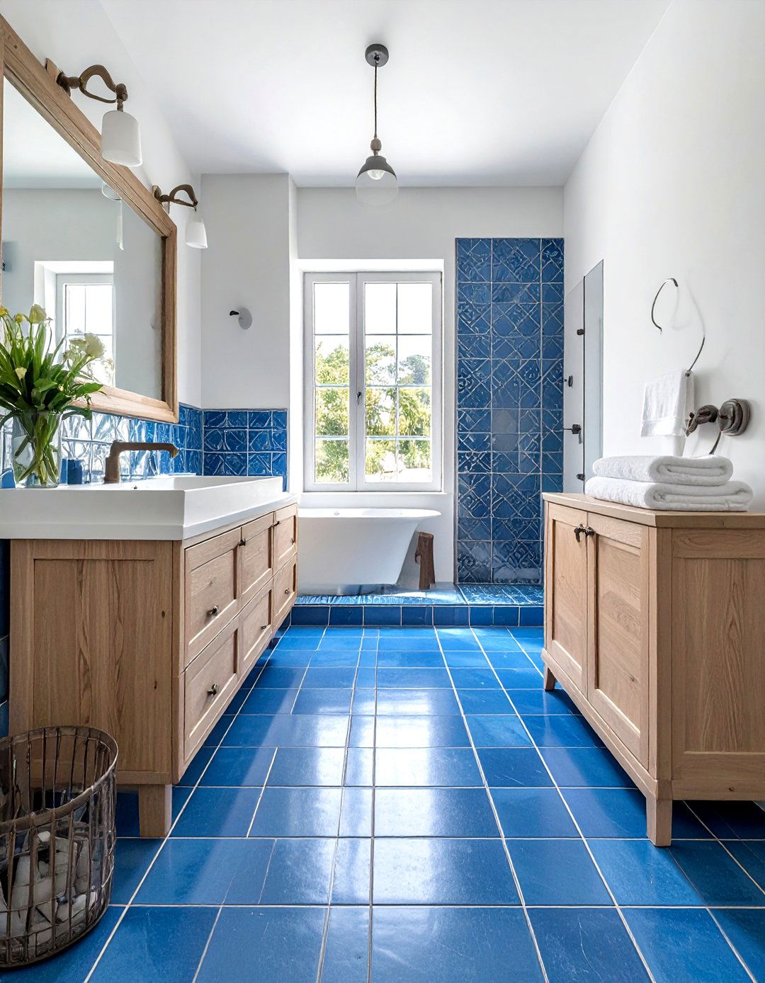 Blue Tile Vinyl - 30 bathroom vinyl flooring ideas
