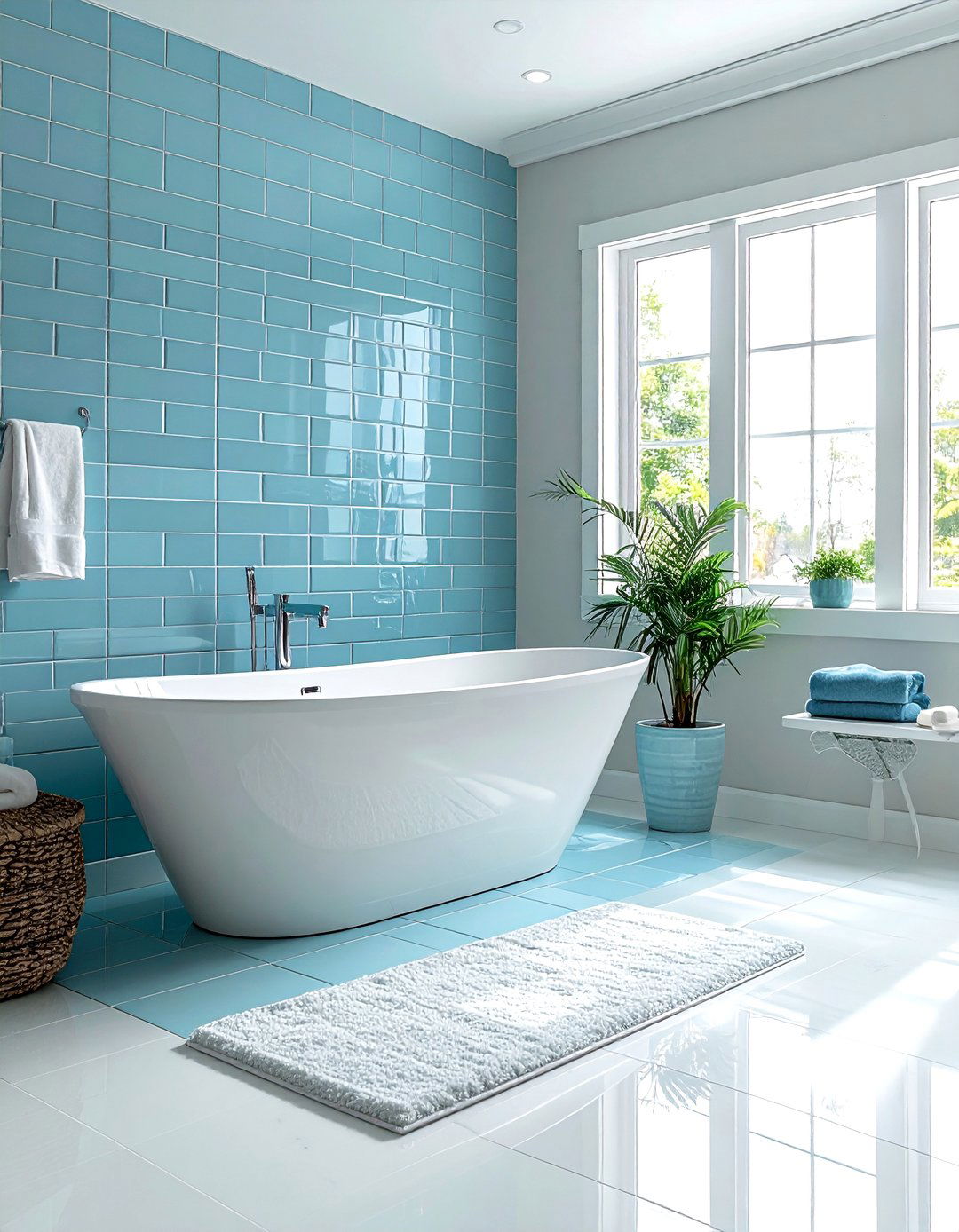 Blue Tile - 30 bathtub tile ideas